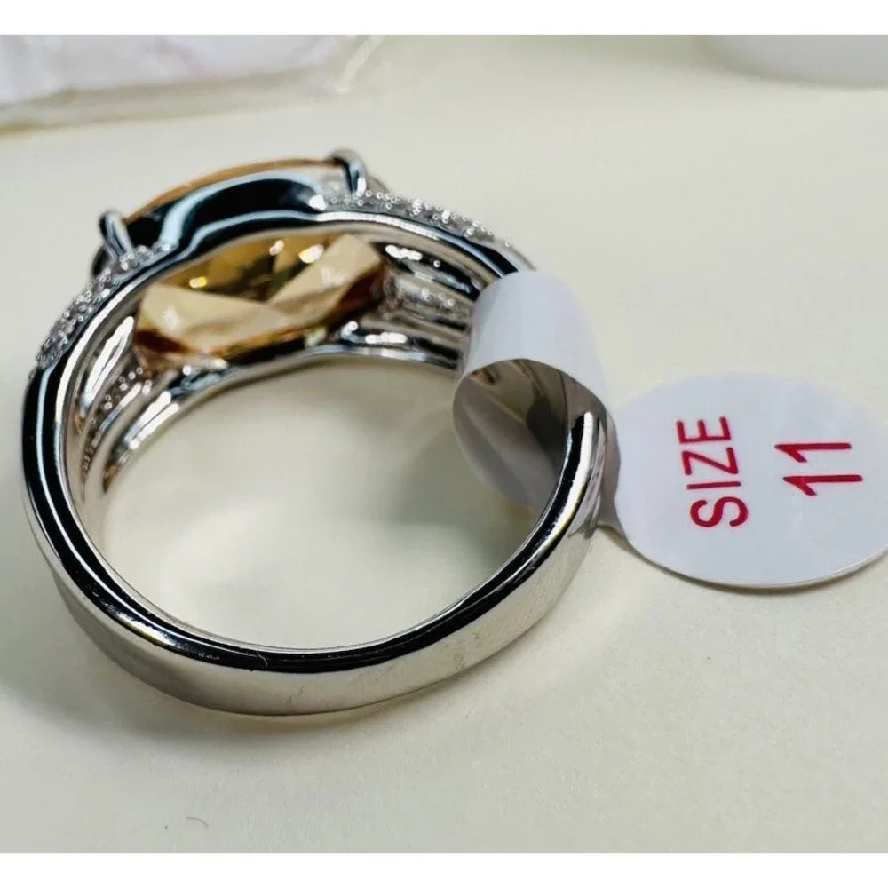 NIB Bomb Party The Fine Details RG98310 Smokey Topaz CZ Ring Size 11 NWT
